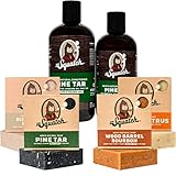 Dr. Squatch Men's Natural Bar Soap Forest Expanded Pack - Pine Tar, Wood Barrel Bourbon, Birchwood Breeze, Cedar Citrus Bar Soap - Pine Tar Hair Care Shampoo and Conditioner