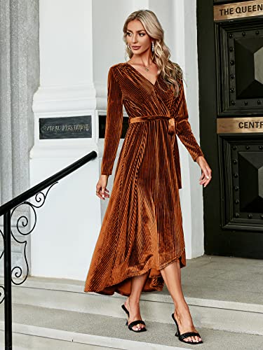 Image of BerryGo Women's Velvet V Neck Wrap Semi Formal Dress Cocktail Party Maxi Dress for Wedding Guest