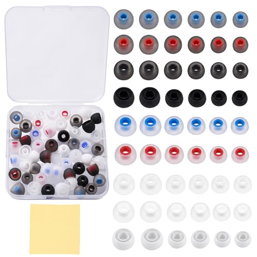 54Pcs Silicone Earbud Replacement Tips S/M/L Ear Bud Tips Rubber Earbud Covers Compatible with Most Earphones (Inner Hole 3.8mm-5.1mm)