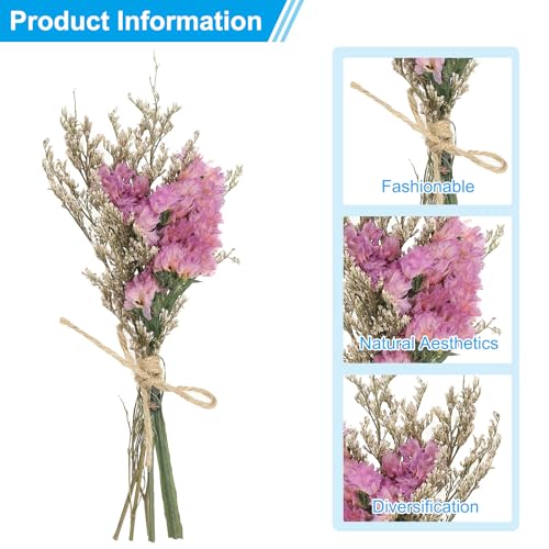 Mini ramo de flores secas PATIKIL, 6 piezas rosa miniatura 3
