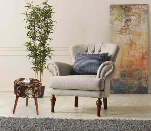 TREATLIFE HOME Elegant Brown Ottoman for Comfort and Style, Sturdy 3-Leg Design, Living Room, Bedroom, or Office