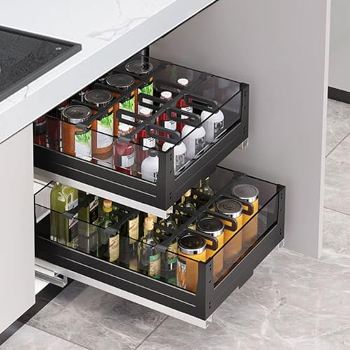 Organizador extraíble para armarios de cocina ajustable de 300-450 mm con guías de extensión 2