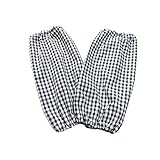 [cottonNINA] アームカバー 子供から大人まで 3サイズ AAC (S, 紺ギンガム『5ミリ角チェック』)