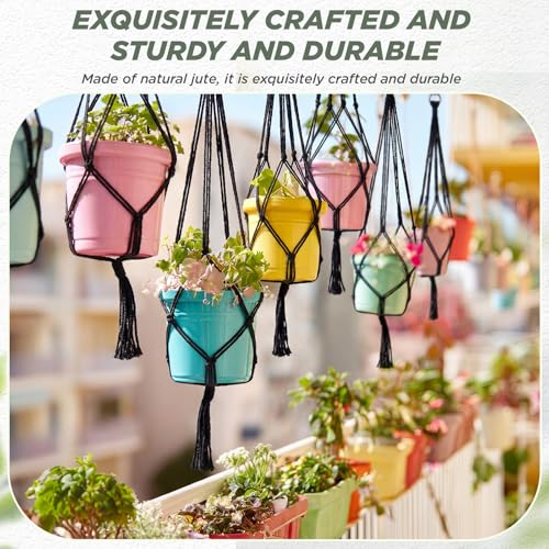 Image of EBOOT 2 Pack 48 Inch Large Macrame Plant Hanger Rope to Hang Flower Pot Plant Holder for Indoor Outdoor Decorations, 4 Legs (Black)