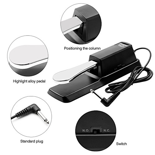 Sustain Pedal Universal Foot Damper For Digital Electronic Piano Keyboard, Flanger(Carbon Black, Ftb-004) #TOP3