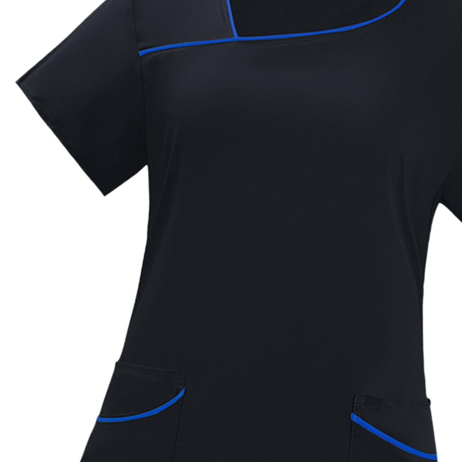 predolo Conjunto de Uniforme Médico para Mujer, Traje de Enfermera Cómodo Y, Ropa de Trabajo Elegante, Pantalón de Uniforme Médico para Mujer, XL Negro