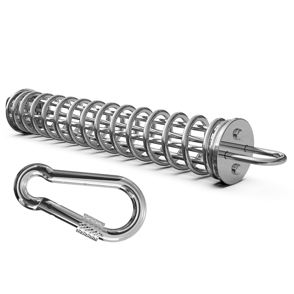 Dog Tie Out Spring Shock Absorber, Dog Lead Spring, Heavy Duty Dog Runner Shock Spring for Tie Out Stake Cable Chain &amp; Leash, Rustproof Stainless Steel Buffer, Spring Pole for Dogs(1 Spring)