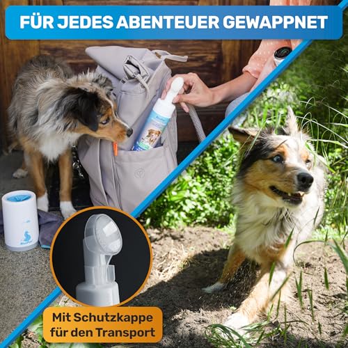 BluePet Pfotenschaum 200ml Pfotenreiniger Hunde & Katzen, Pfotendusche für große & kleine Pfoten, Pfotenwascher & Pfotenbürste für saubere Pfötchen, Reinigt & Pflegt, PawCleaner, Pfoten waschen