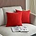 UPOPO 2er Set Kord Kissenbezug Dekorative Einfarbig Kissen Cord-Kissen Kissenhülle Kissenbezüge Dekokissen Zierkissen Sofakissen für Sofa Schlafzimmer Wohnzimmer mit Reißverschlüsse 40 X 40cm Rot