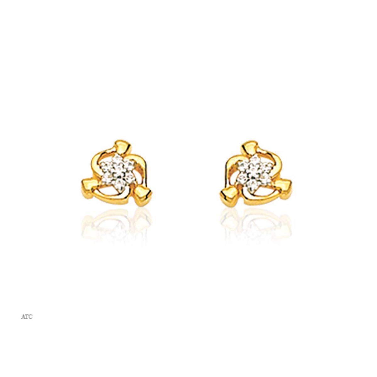 avsar 18k (750) Yellow Gold and Diamond Stud Earrings for Women-picture-29