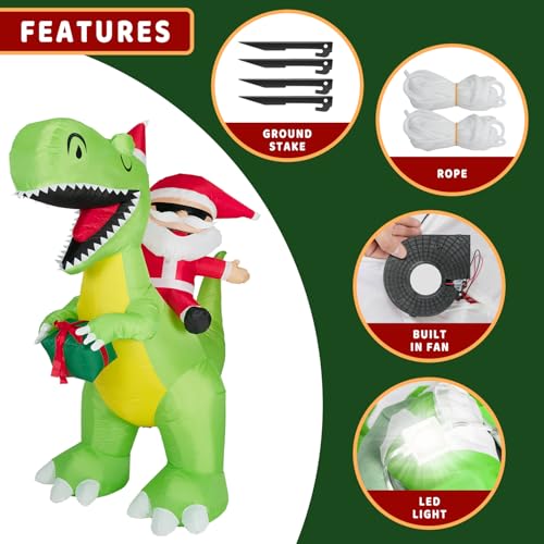 Aufblasbarer Weihnachtsmann auf Dinosaurier – Bild 5