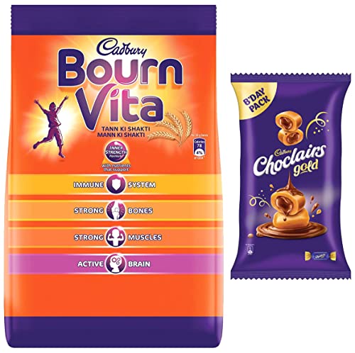 Image of Cadbury Choclairs Gold, 605g (110 Units * 5.5 g EACH) & Bournvita Health Drink, 500 g