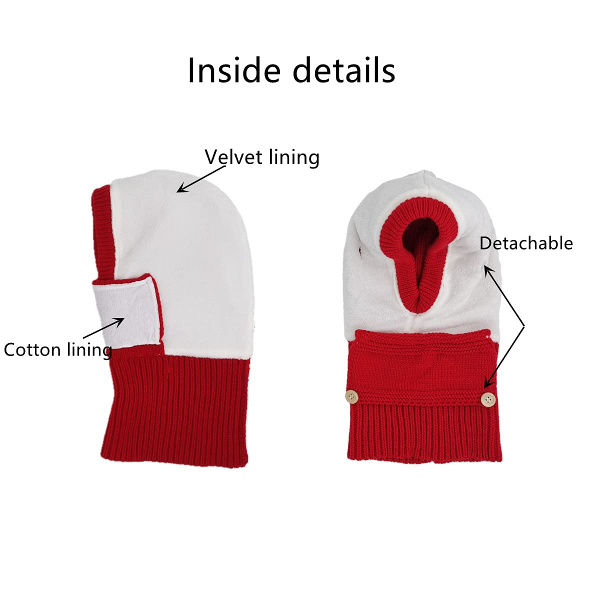 Pañuelo de invierno para niñas y niños, con capucha y orejeras, Rojo, 1-3 años