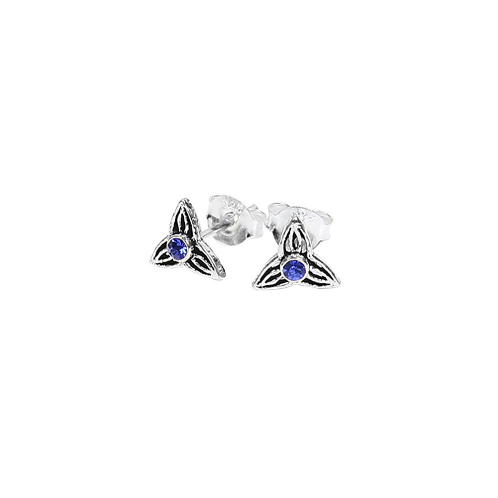 NKlaus PAIR 925 ARGENTO STERLINGO Orecchini gotici celtici Trinity blu 7055