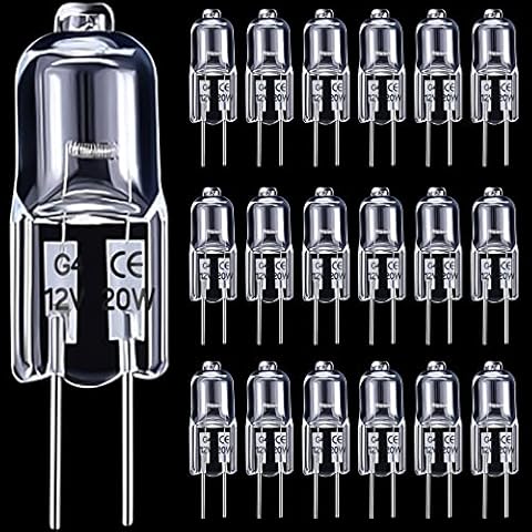 Lighting Halogen G4 Bi Pin Bulb G4 Light Bulbs 2 Pin Clear Capsule Halogen Light Bulbs Replacement Lamp G4 Halogen Bulb 12V Bulb with 2 Prong for Cabinet Bedroom Kitchen Chandelier (12 Pack,20 Watt) Cover