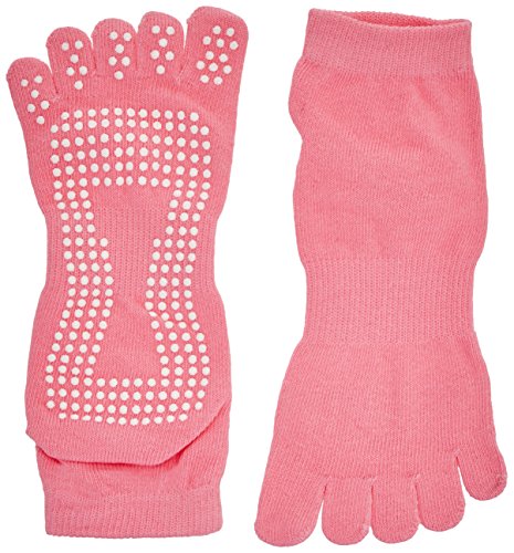 Crown Sporting Goods Yoga Toe Socks with Slip-Free Silicone Texturizing Beads