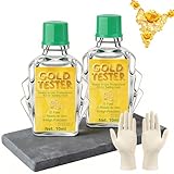 WEILAOK Comprobador de Oro, Surtido de Reactivos de Prueba de Oro de 10-24 Quilates, Probador de Oros con Piedra de Toque Natural, Veloce e Preciso, 2pcs*10ml