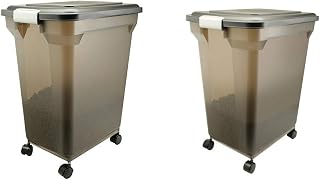 IRIS Premium Airtight Pet Food Storage Container, 42-Pounds, Smoke with IRIS Premium Airtight Pet Food Storage Container, 22-Pounds, Smoke