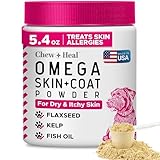 Omega 3 Powder for Dogs - 5.4 oz of Dog Powder Supplement for Skin and Coat - Made with Omega 3, 6, and 9 Fatty Acids, Biotin, and Vitamin C - Made in The USA