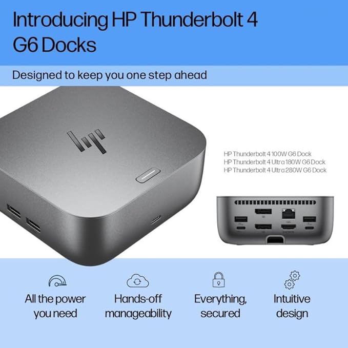 HP 180W G6 Thunderbolt 4 Ultra Dock Port Replicator Bundle w/DKZ Hub 9X481UT#ABA miniatura 3