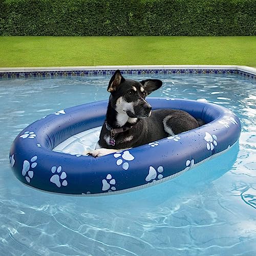 Poolcandy Inflatable Pet Float - Easy Set Up Doggy Pool Floats (Up-To 100Lb Paw Large) #TOP1