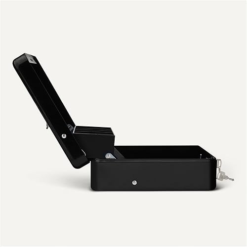 Miniatura 3 de Tienda Basics Caja de efectivo con llave de bloqueo y bandeja organizadora de dinero, 3.54 pulgadas de alto x 11.81 pulgadas de ancho x 9.45