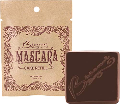 Besame: Cake Mascara Refill - Vegan Classic Makeup for Eyes and Brows - 11g Cake - 3-in-1 Mascara, Eyeliner and Eyebrow Fill - No Parabens, Gluten or Mineral Oil - Long Lasting - Water Resistant