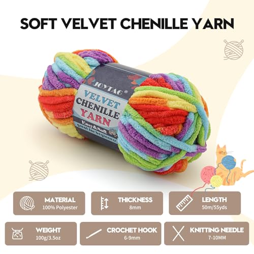 Image of 2 Pack Chunky Chenille Yarn for Crocheting and Knitting Beginners,Thick Bulky Plush Fluffy Velvet Soft Baby Blanket Crochet Chenille Yarn for Crocheting Blankets /Amigurumi /DIY Crafts(Black White Grey