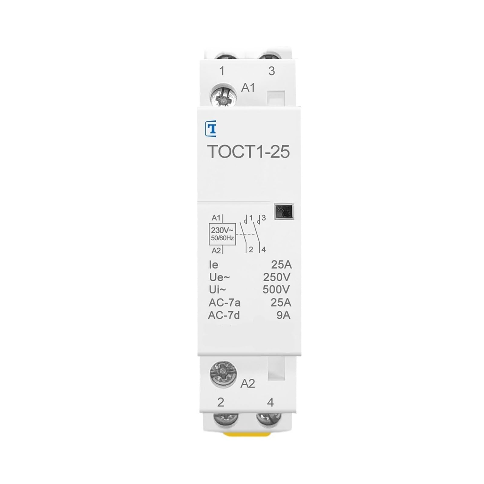 TOCT1 2P 25A AC 220 V/230 V 50/60 HZ rail Din contacteur modulaire domestique ac 110 V 230 V 24 V NO NC
