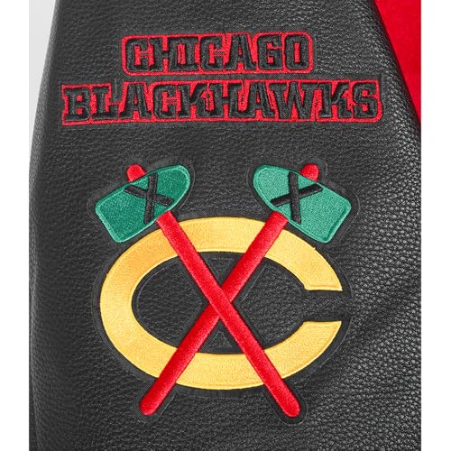 Pro Standard MENS NHL CHICAGO BLACKHAWKS OLD ENGLISH VARSITY JACKET RED/BLACK XL - Image 7