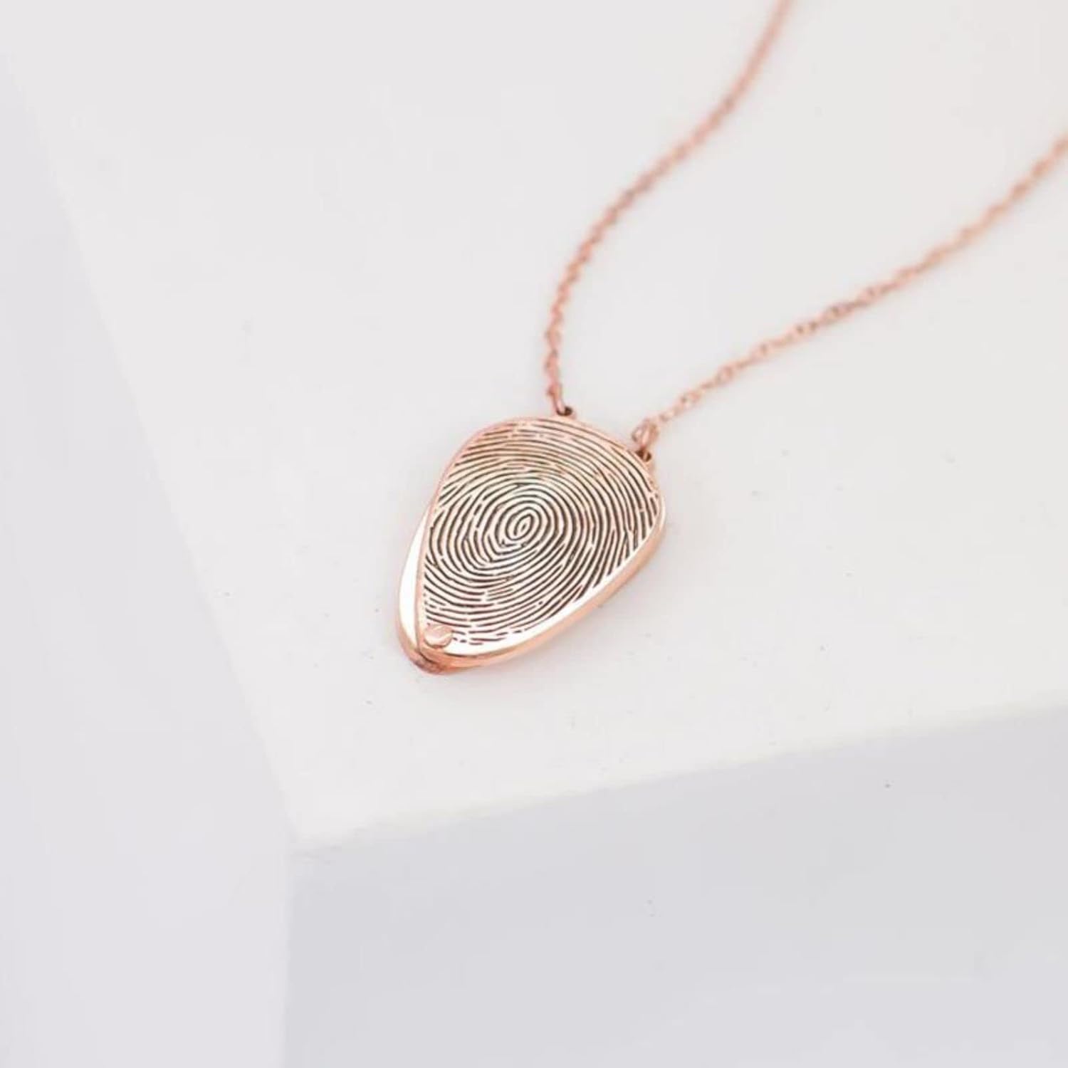 Drawelry Personalized Memorial Fingerprint Heart Necklace : Engraved Name Customized Letters Actual Fingerprint Oval Pendant Necklace Promise Anniversary Birthday Jewelry Gift for Women Men