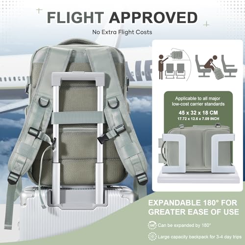 Image of Vacuum Backpack Travel Backpack with Compression, Men Women Vacuum Backpack with Air Pump, Carry on Backpack Flight Approved Personal Item Size - Army Green
