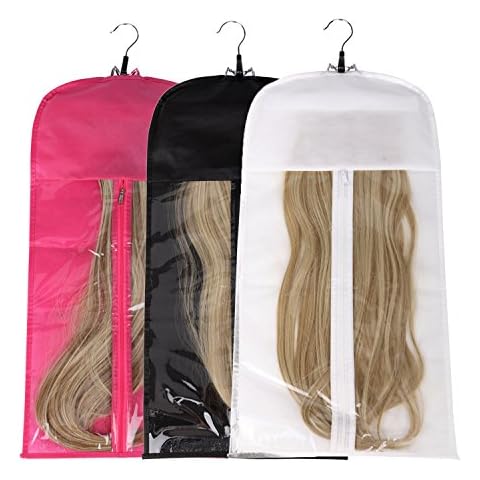 Hair Extensions Storage Bag With Wooden Hanger Carrier Case With Strong Durable Zipper Cover