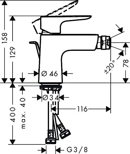 hansgrohe 71720670 Talis E Einhebel-Bidetmischer mit Zugstangen-Ablaufgarnitur Mattschwarz Single Lever Bidet Mixer tap, Matte Black - Image 4