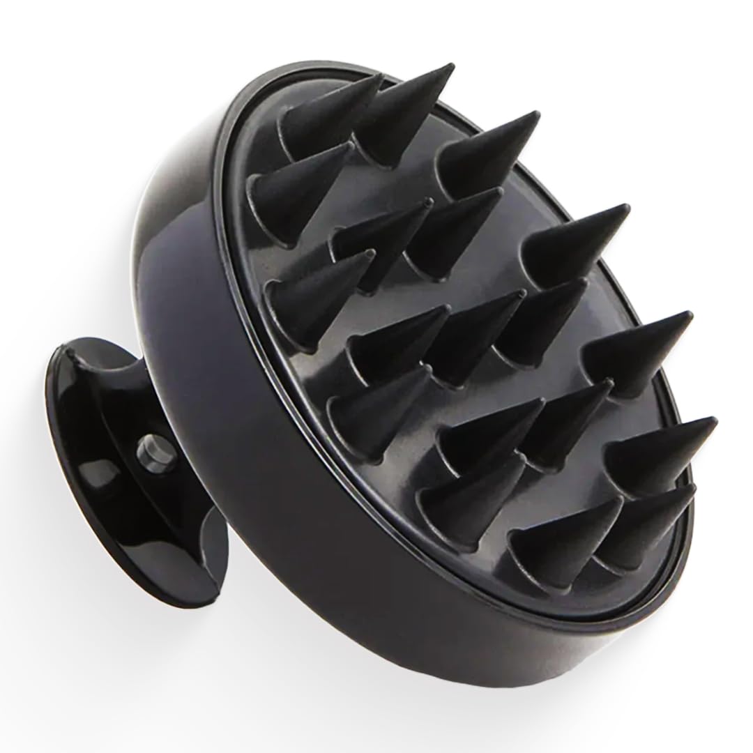 ABC Hair Scalp Massager Shampoo Brush with Soft Silicone Bristles for Anti-Dandruff, Hair Massager, All Hair Types, For Men and Women. Black (Pack of 1) Black Medium