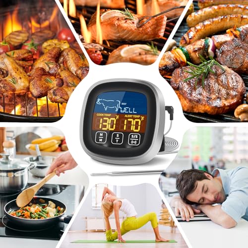 JAMATA Digitales Grill-Thermometer,Schnell & Präzise Ablesbares Bratenthermometer mit 16cm Edelstahlsonden,magnetisches Fleischthermometer mit Alarmfunktion für den Backofen,... – Bild 7