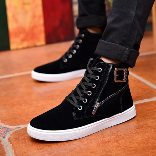 tazimall Men's High-Top Fashion Sneakers Casual Seude Shoes4