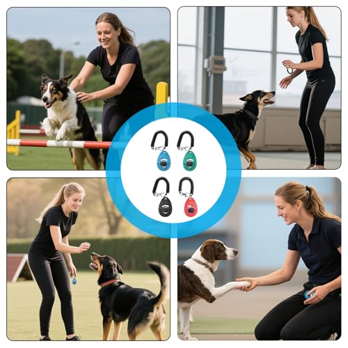4 Packungen Klicker Hund,Clicker Hund,Clicker Katze Training,Klicker Katze Mit GroßEm Knopf,Clicker Mit Handschlaufe FüR Hundetraining,Geeignet FüR Hundetraining,Auch FüR Katzen Und Pferde Geeignet