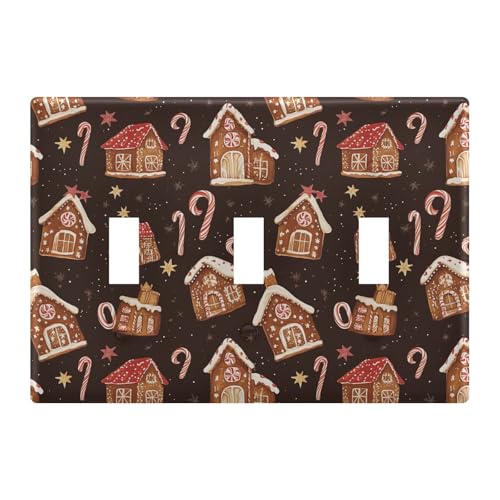 Light Switch Cover Christmas Gingerbread Houses Wall Plates for Electrical Outlets 3 Gang 202b7133