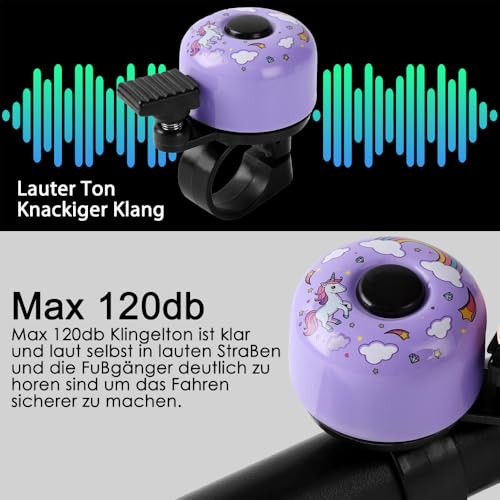 Fahrradklingel Kinder - Mini laut Klingel Fahrrad,Einhorn Dino (Y Erdbeere+Lila) – Ansicht 6