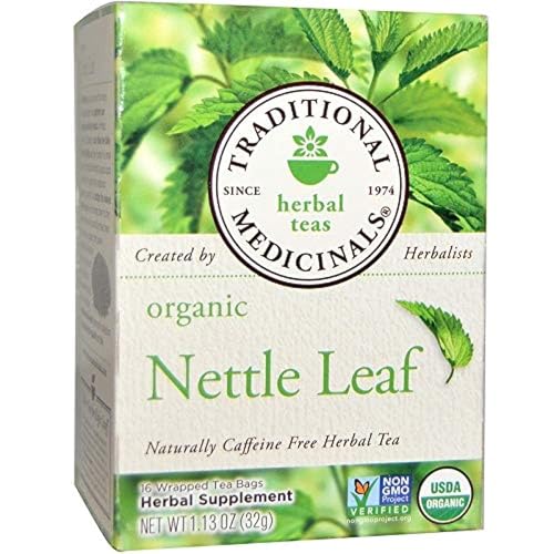 Herbal Teas Traditional Medicinals Organic Nettle Leaf Naturally Caffeine Free 16 Wrapped Tea Bags (1.13oz)