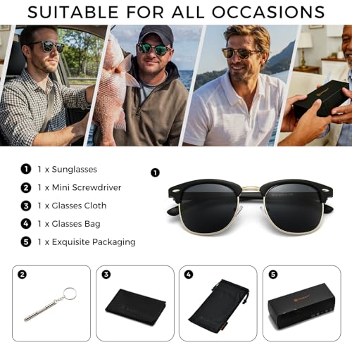Image of SUNGAIT Polarized Sunglasses for Men and Women, Classic Half-Frame Retro Shades for Driving, Travel, and Outdoor Activities
