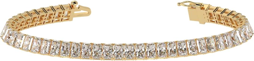 Houston Diamond District 2 to 28 Carat Lab Grown Diamond Classic Tennis Bracelet 4-Prong Setting for Women (E-F Color, VS2-SI1 Clarity)