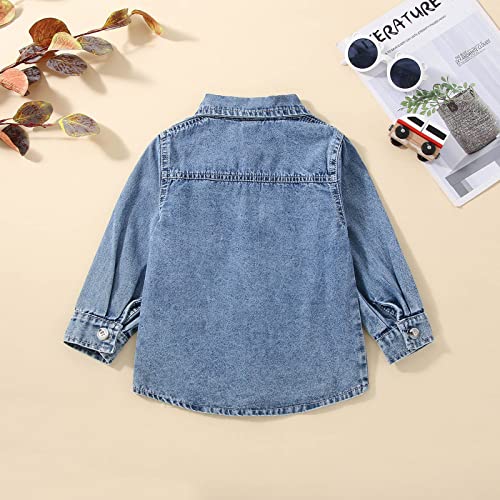 KAGAYD Toddler Baby Boy Girls Denim Jacket Button Down Basic Ripped Hoodie Jeans Coat Kid Cowboy Outwear Casual4
