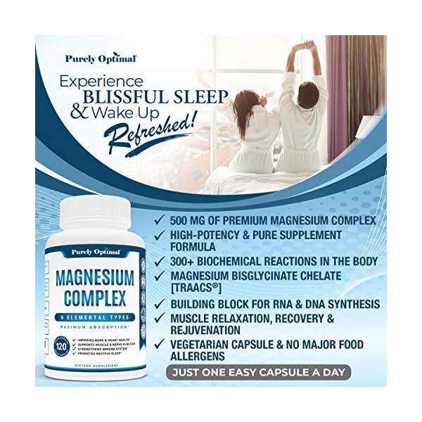 Premium-Magnesium-Complex-Magnesium-Citrate-Malate-Taurate-Oxide-Aspartate-Bisglycinate-Chelate-TRAACS-Max-Absorption-Magnesium-Supplement-for-Sleep-Leg-Cramps-Muscle-Relaxation-120-caps Purely Optimal Premium Magnesium Complex - Magnesium Citrate, Malate, Muscle Relaxation - 120 caps