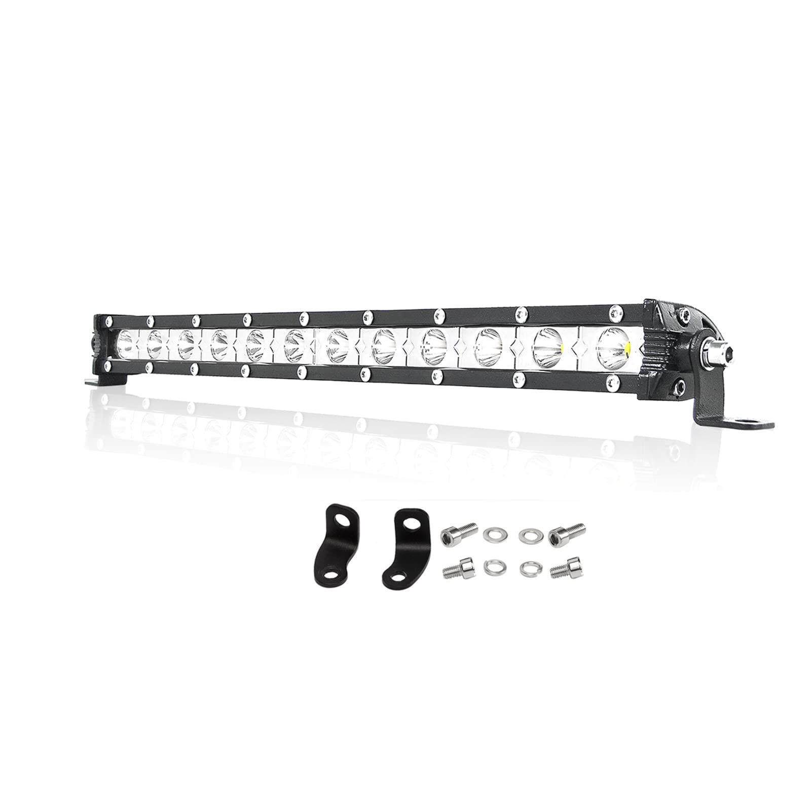 PICAA Fila Unica Barra luminosa a LED Fuoristrada 38cm 60W Fari Led Trattore 12V 24V Spot Slim Impermeabile LED Luce da Lavoro per Auto Barca FUORI STRADA 4X4 SUV ATV UTV Camion