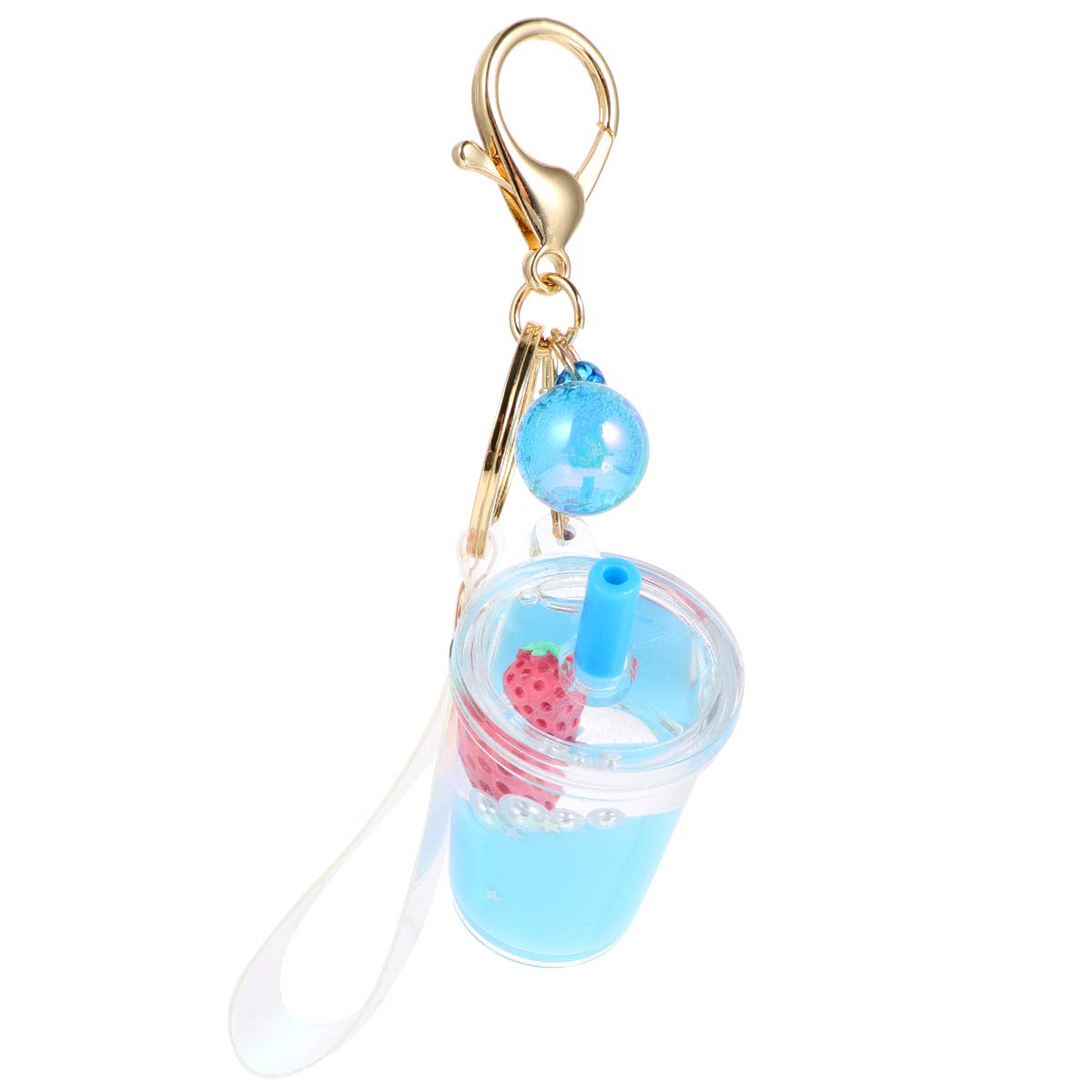 VALICLUDLovely Fruit Liquid Quicksand Keychain Acrylic Keyring Bag Ornament