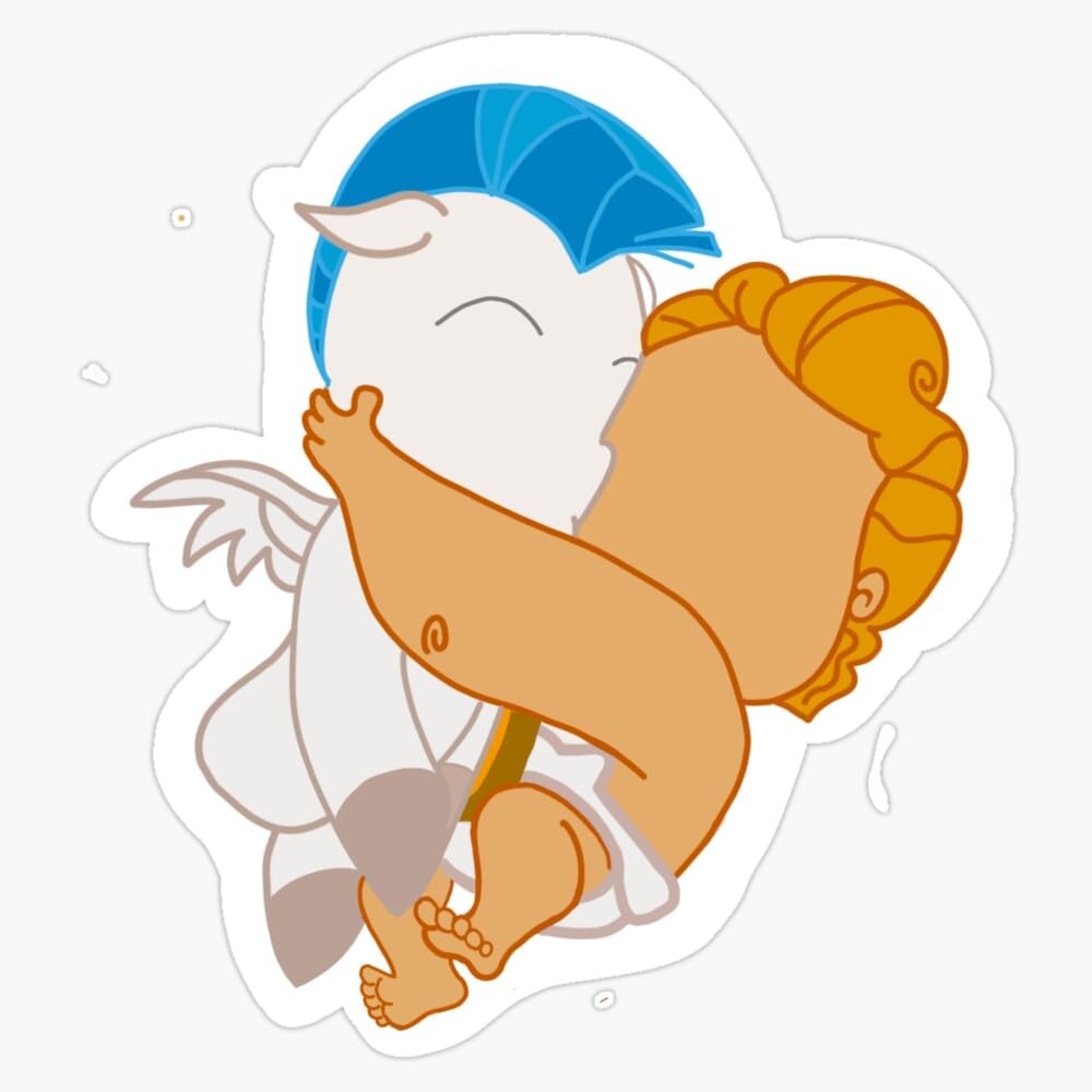 Baby Hercules and Pegasus Hugging Sticker Vinyl Waterproof Sticker Decal Car Laptop Wall Window Bumper Sticker 5"