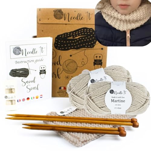Needle It® Kit de punto para principiantes con agujas de tricotar - Snood para tejer uno mismo - Para niños o adultos - Idea de regalo - Ocio creativo -