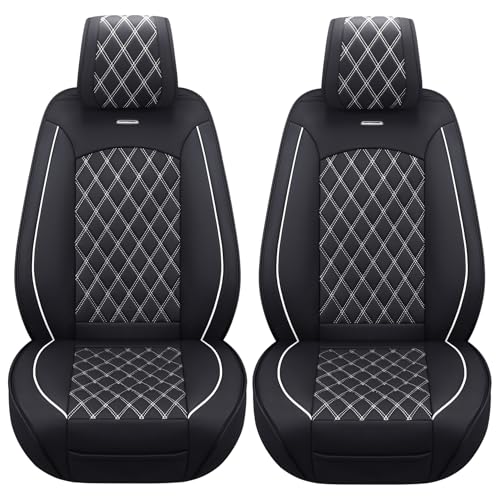 Image of Aierxuan Front Car Seat Covers for Ford F150 F250 F350 F450 (Black-White)